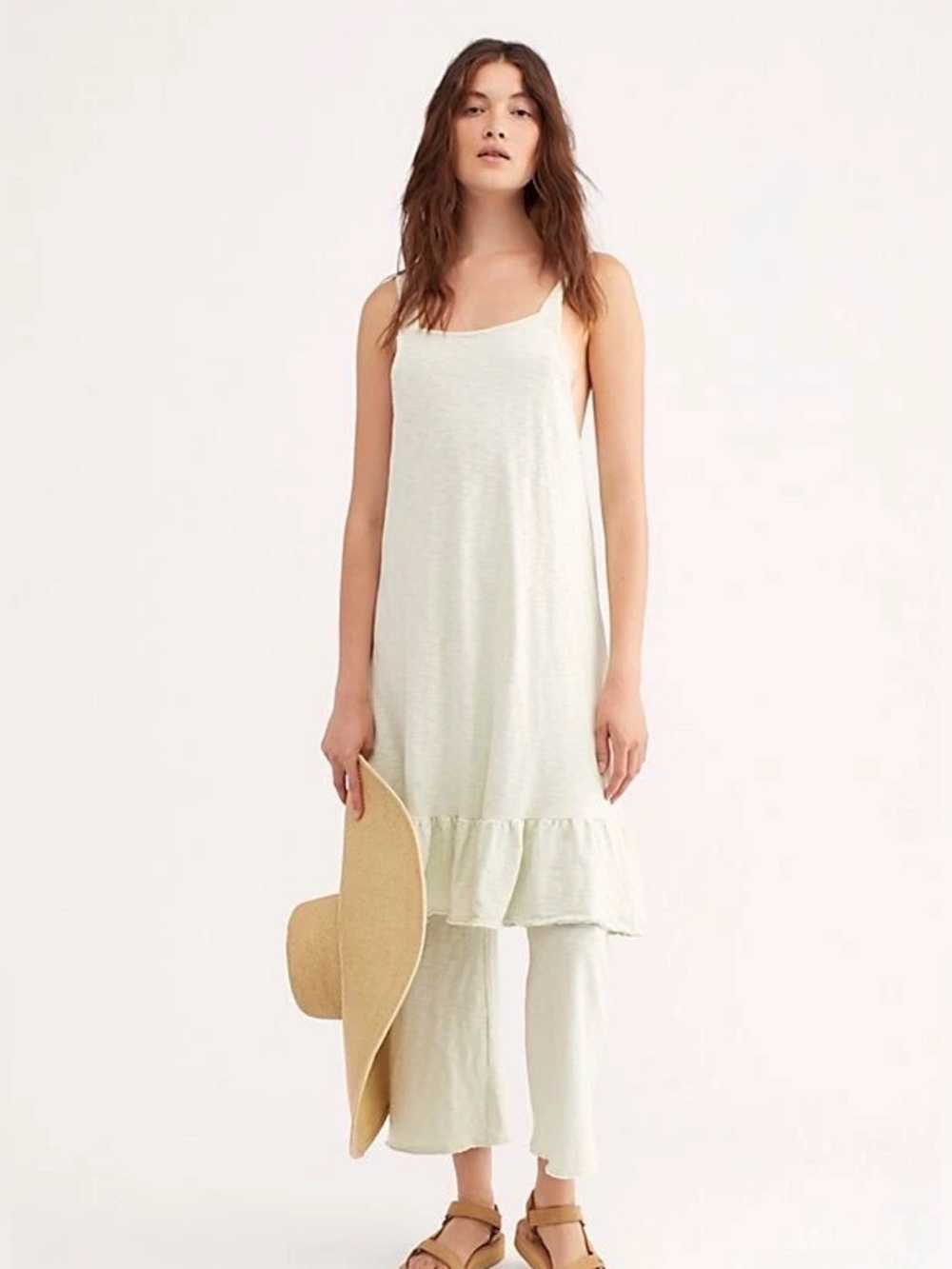 FREE PEOPLE BEACH Dream Of You 2 Piece Maxi Tunic And Pant Set Mint Small